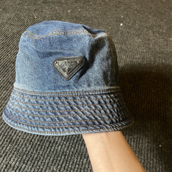 Prada Milano Blue Denim Bucket Hat Size Medium - Picture 1 of 3